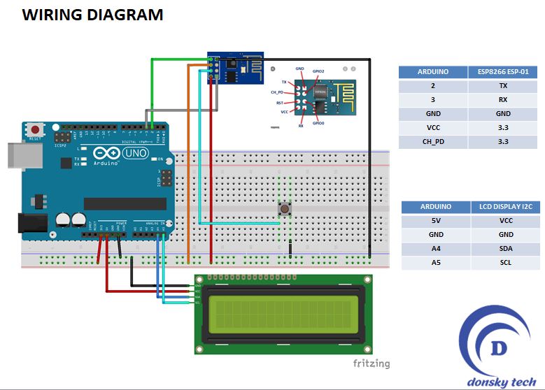 Wiring diagram between arduino and esp-01