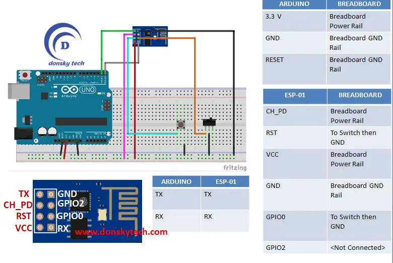 Arduino - ESP8266 - ESP-01 Wiring