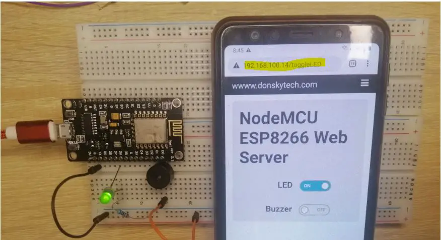 Webserver Page Toggle LED