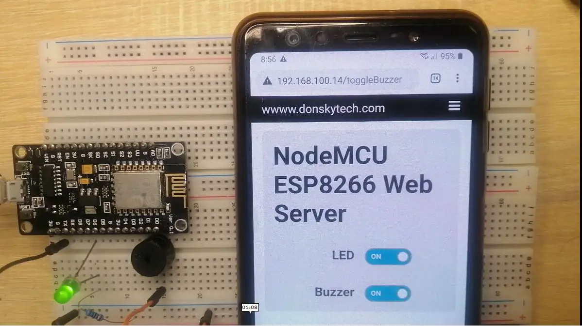 ESP8266 NodeMCU Web Server:  Control components from your Mobile Phones