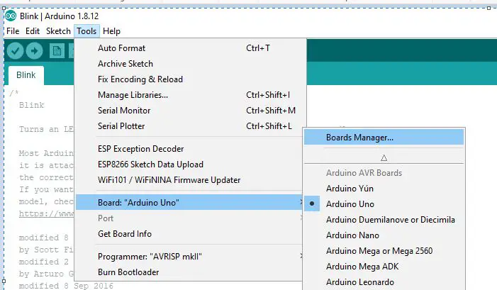 Arduino IDE - Choose Board