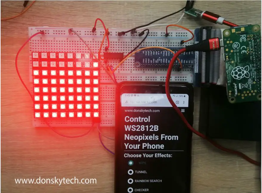 Control WS2812B/Neopixels Using Mobile Phones and Raspberry Pi