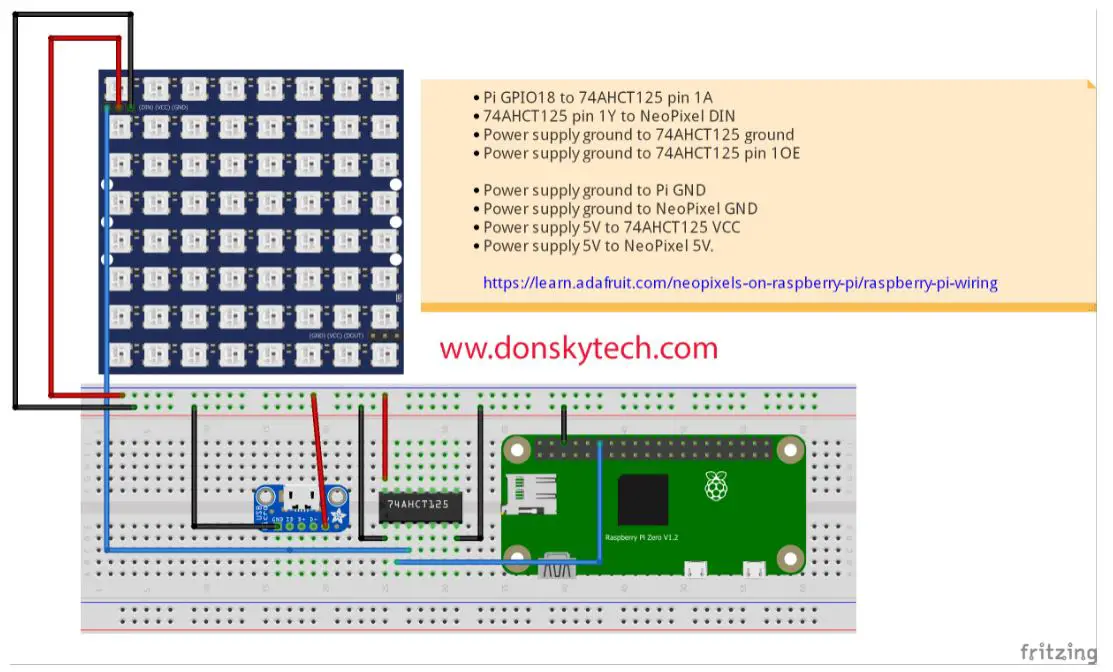 WS2812B Neopixel Raspberry Pi Fritzing