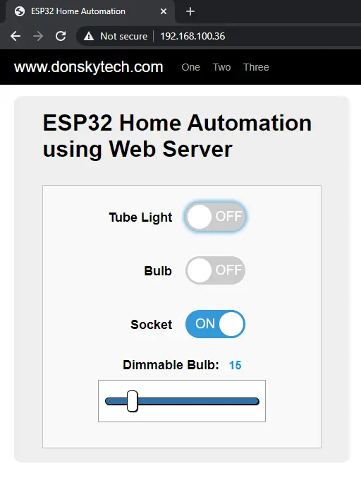 ESP32 Home Automation using Web Server User Interface