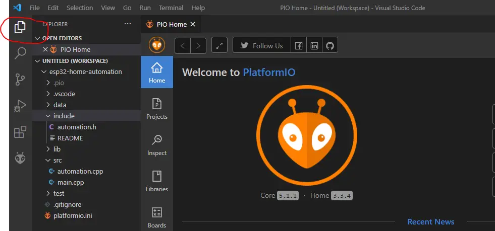 PlatformIO File Explorer