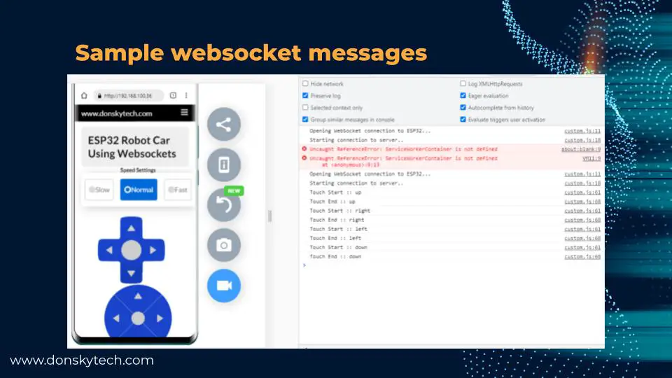 ESP32 Car - Sample Websocket Messages