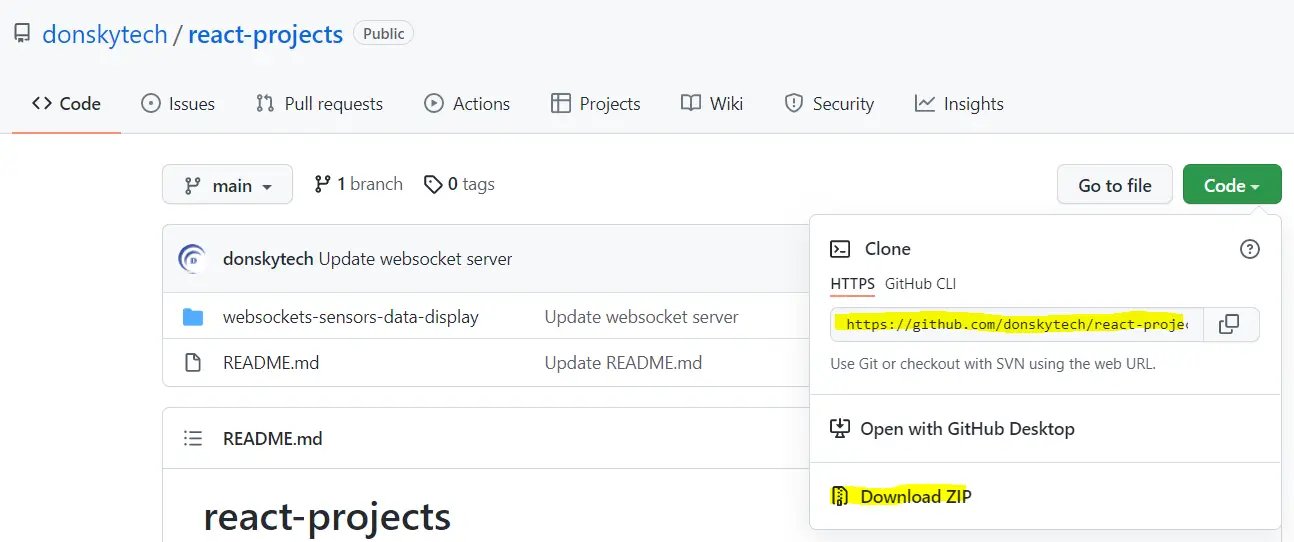 Display Real Time Sensor Data Using Websockets - Code