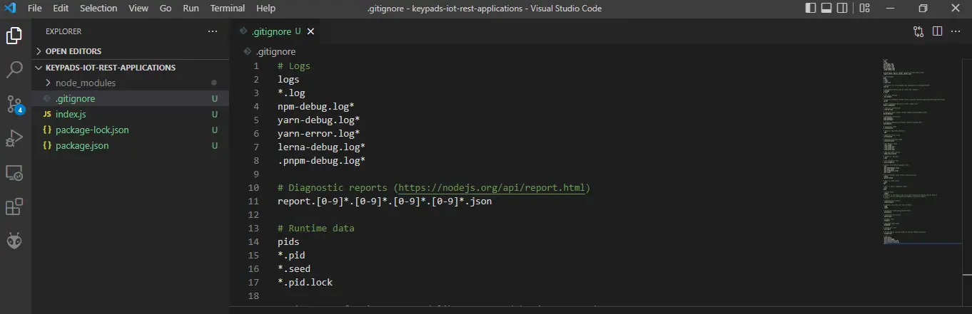 Visual Studio Code gitignore setup