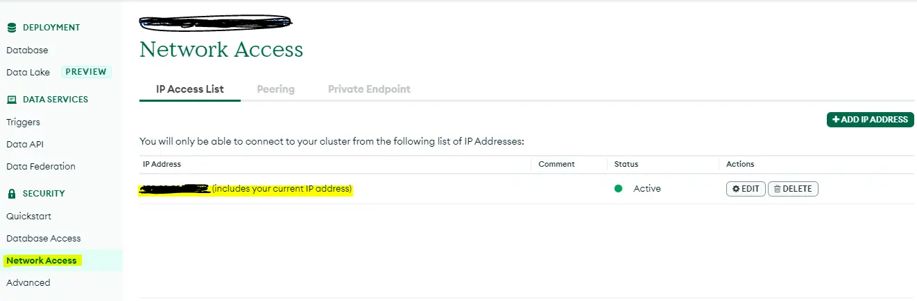 mongodb network access