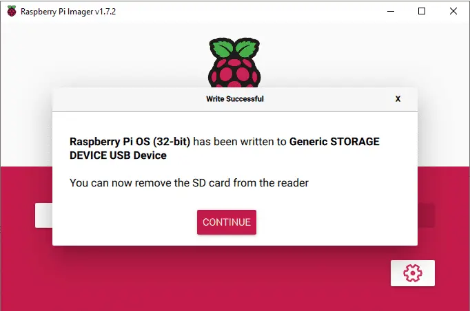 raspberry pi imager - headless - success