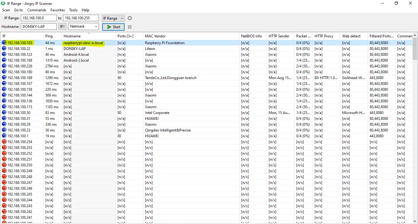 Angryp IP Scanner - Show IP Address