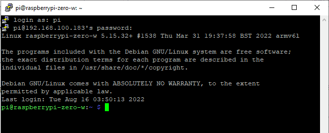 Raspberry Pi Putty - Login