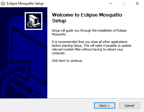 Install MQTT Windows - First Screen