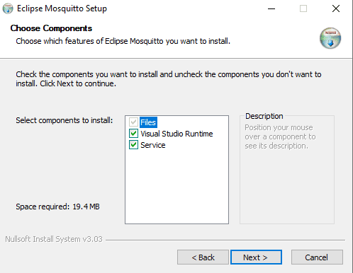 Install MQTT Windows - Choose Components