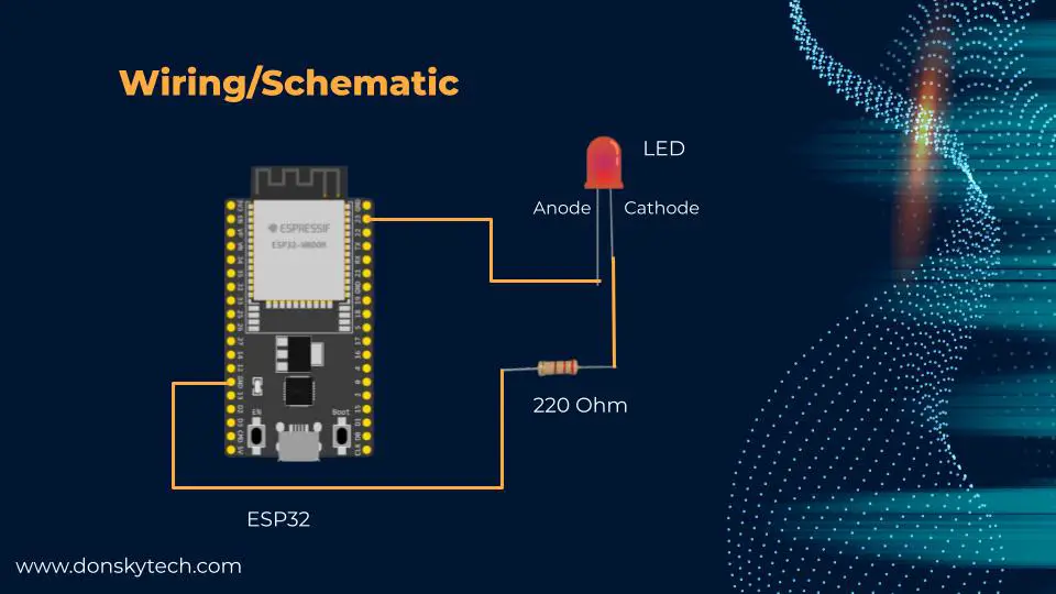 How to blink LED using ESP32 - Schematic