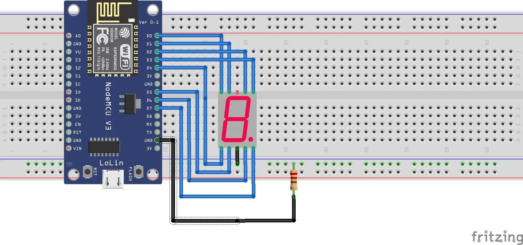 seven segment esp8266 arduino - wiring