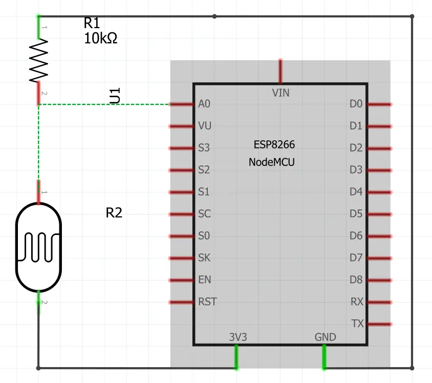 ESP8266 LDR photoresistor - Schematic