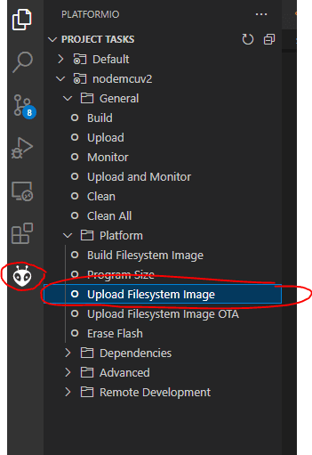 PlatformIO - Upload File System Image