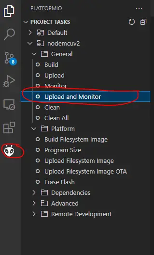 PlatformIO - Upload and Monitor