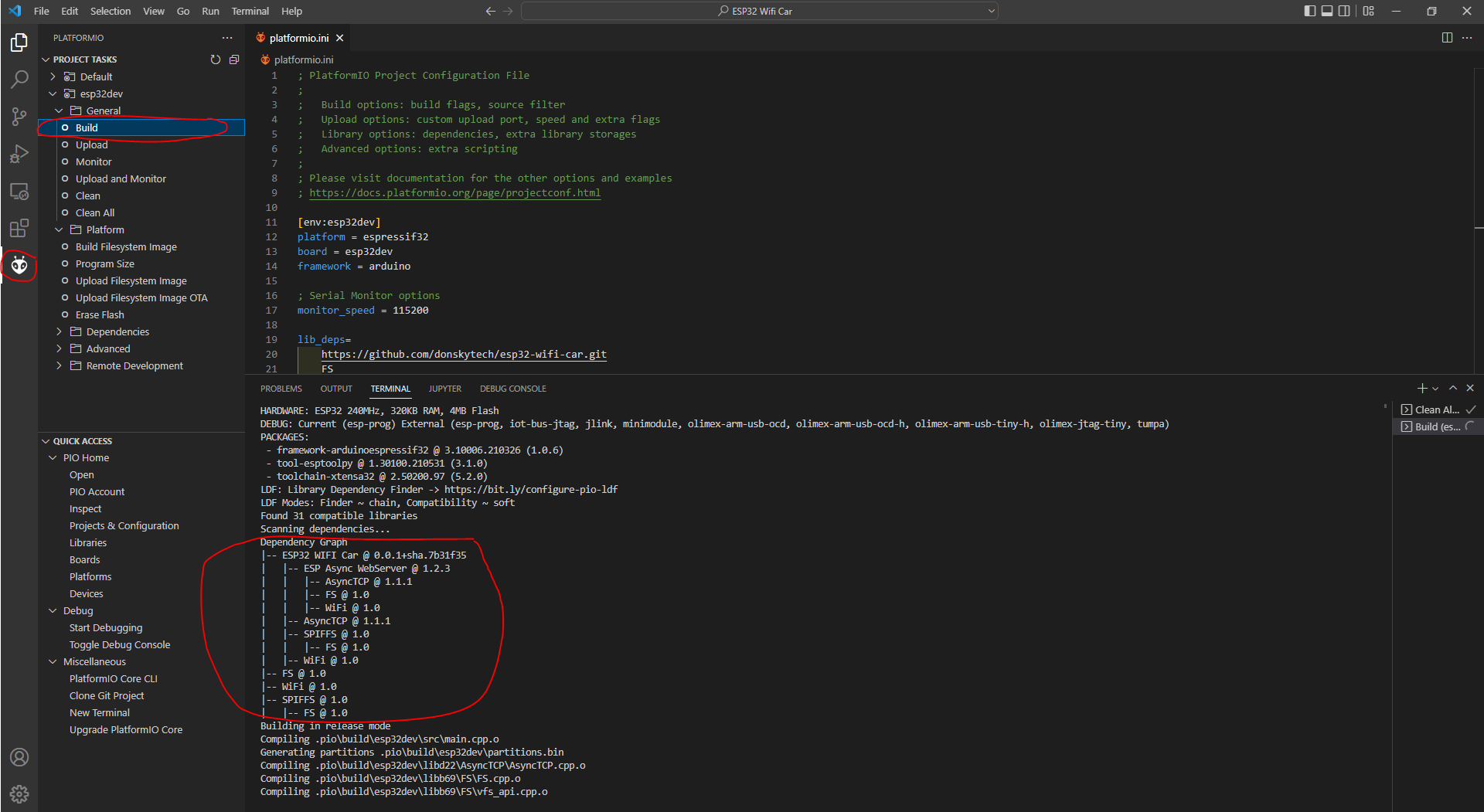 ESP32 Wifi Car Library - PlatformIO Build
