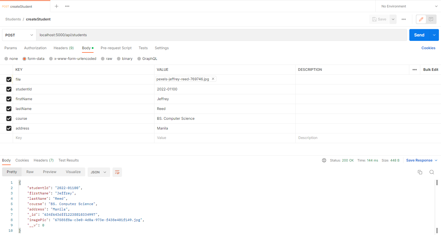 Postman - Create Student