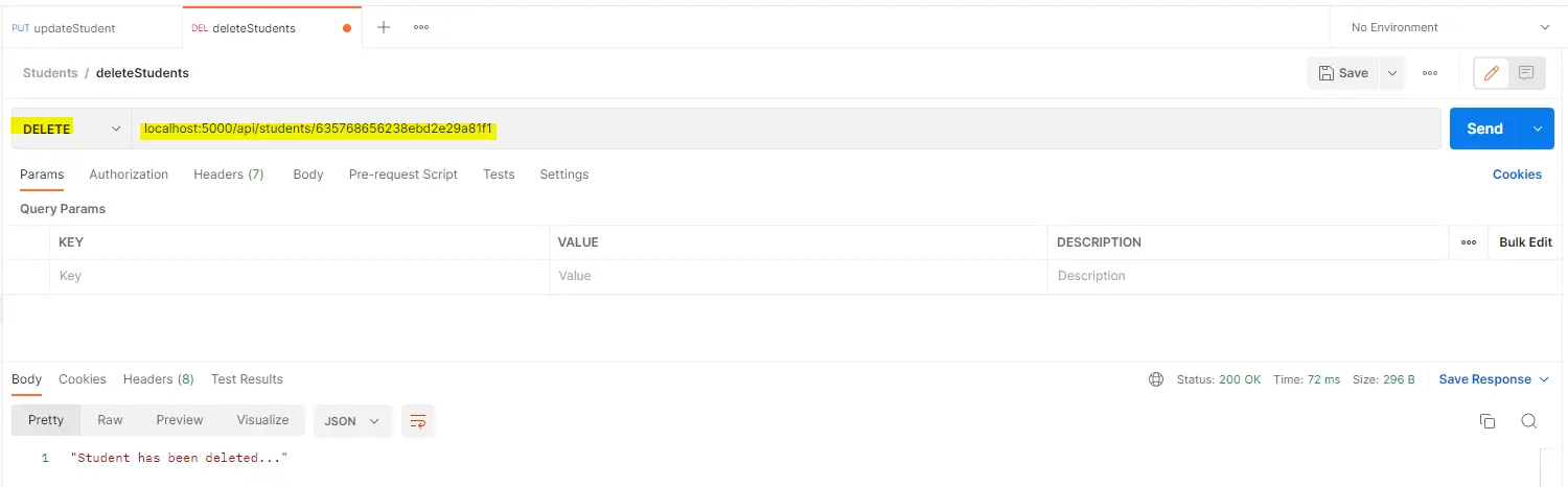 Postman - Delete Student