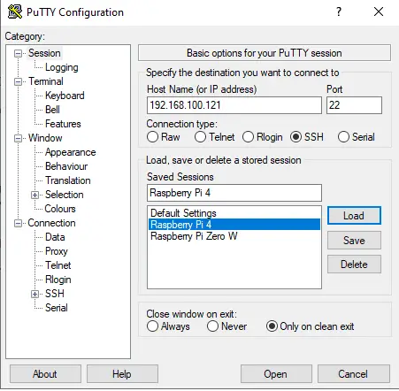 Putty Connection - Ubuntu Server