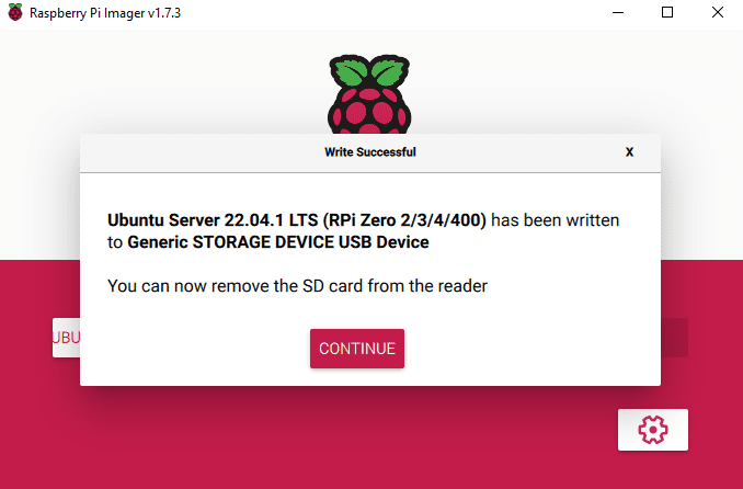 Raspberry Pi Imager - Eject Card - Ubuntu