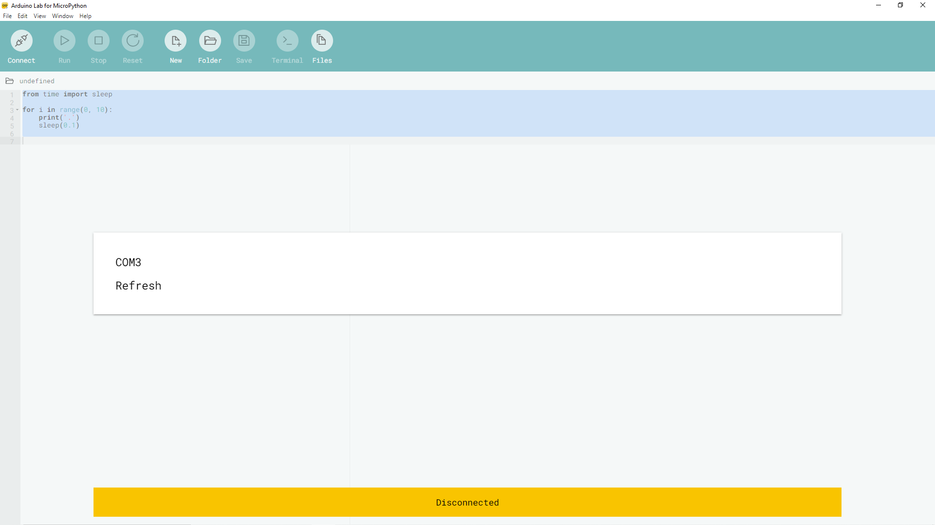 Arduino Lab for MicroPython Executable - COM Port Select