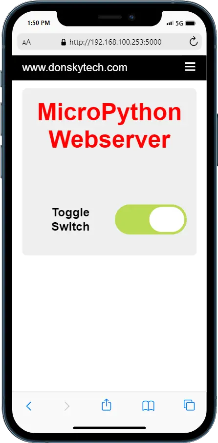 MicroPython Web Server - Mobile View