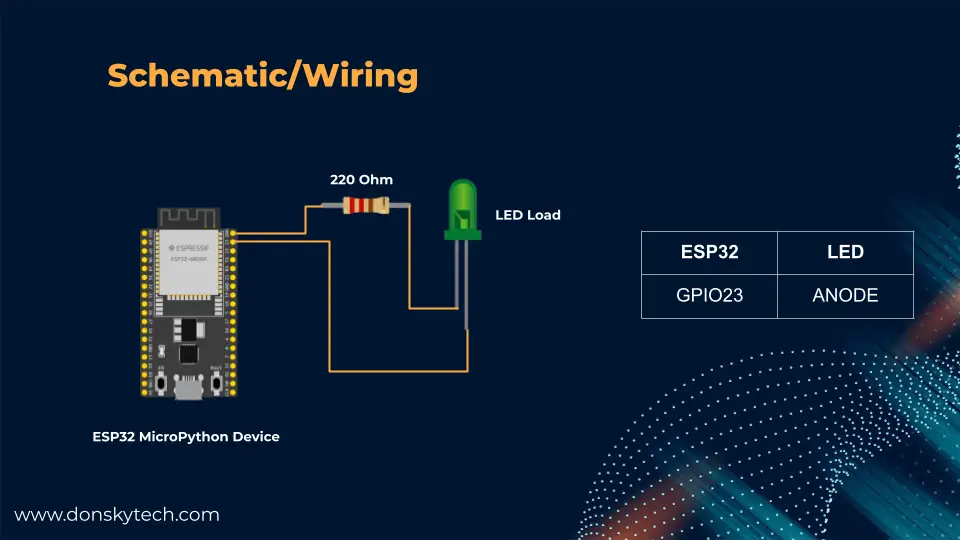 MicroPython Web Server - Wiring - Schematic