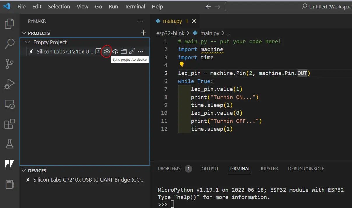 PyMakr Sync to Device
