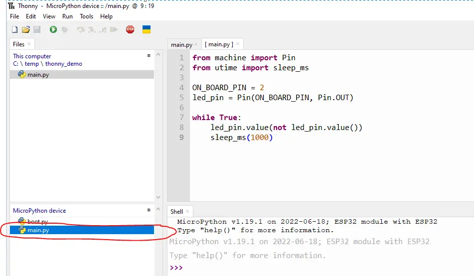 Thonny Devices main-py