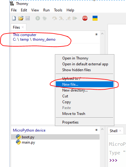 Thonny New File