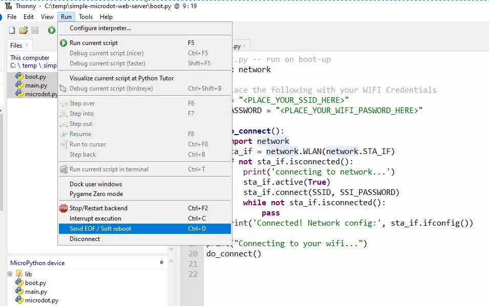 Thonny Send EOF - Soft Reboot