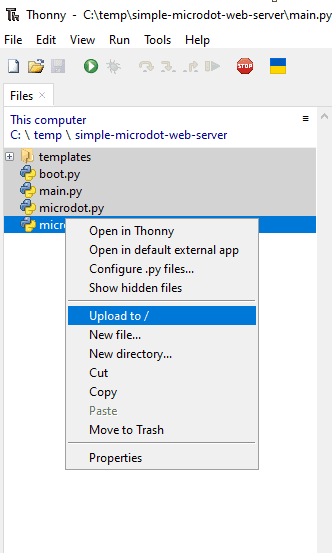 Thonny - Upload To