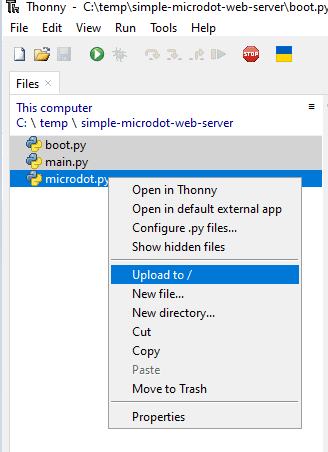 Thonny Upload to Device