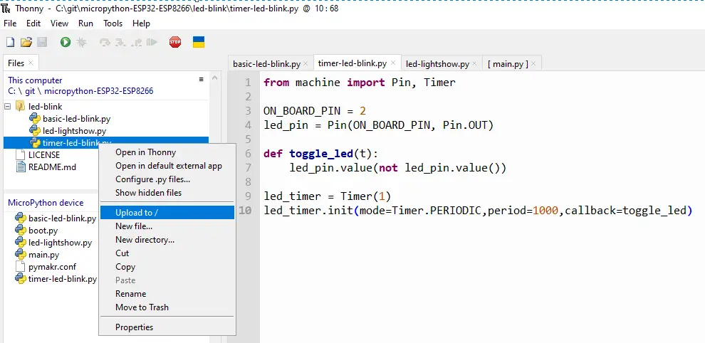 Thonny Upload to Device