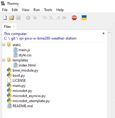 BME280 Microdot Thonny Project Files