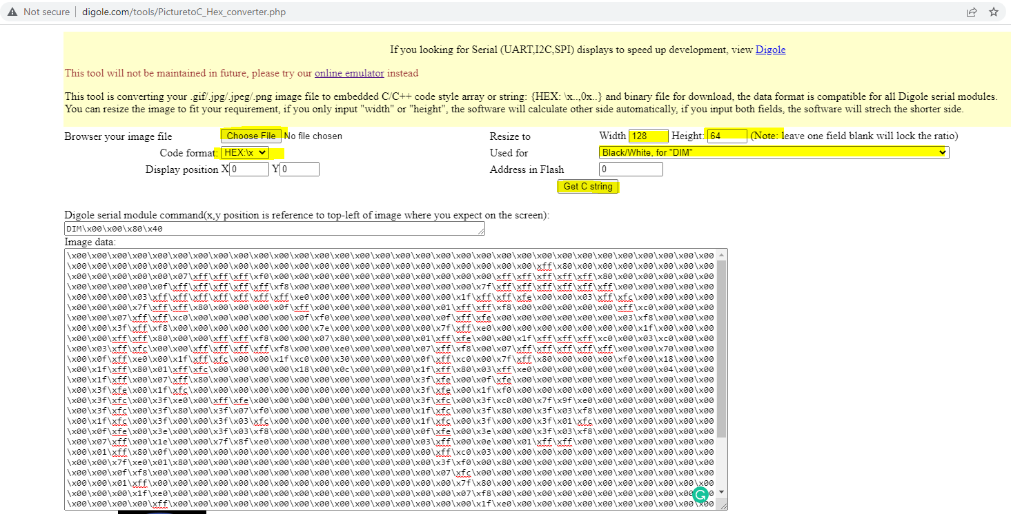 Convert Image to C String byte array