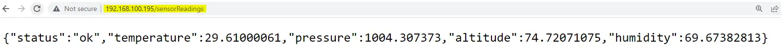 JSON Response from sensor readings