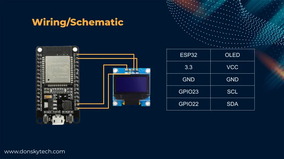 MicroPython SSD1306 OLED - Wiring - Schematic