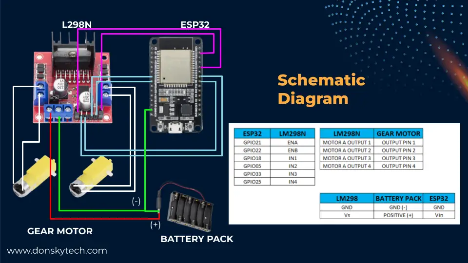 MicroPython Wifi Robot Car - Schematic - Wiring