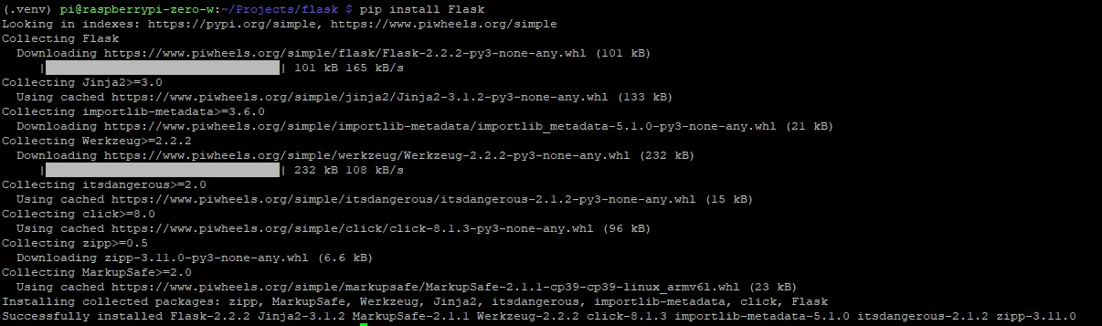 Raspberry Pi Flask Install in virtual environment