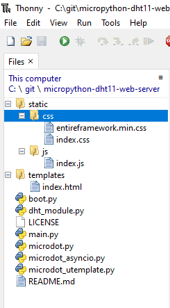 Thonny Project Files Explorer View