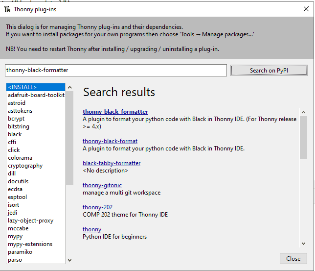 Thonny Plugin thonny-black-formatter