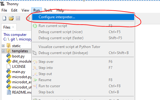 Thonny Run Configure Interpreter