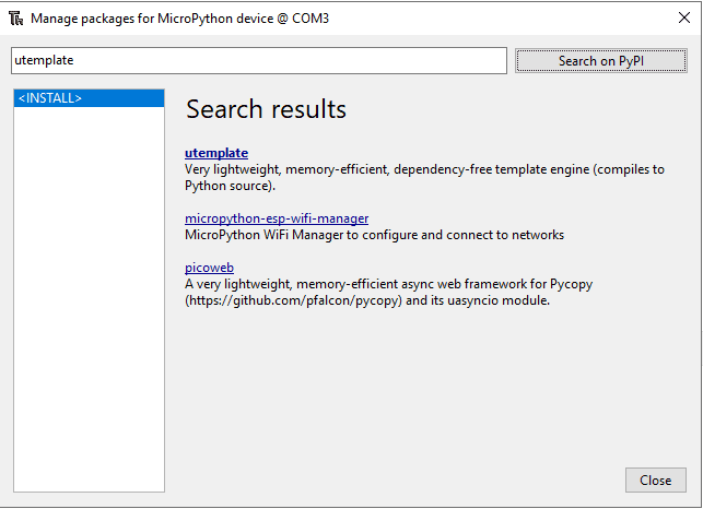 Thonny Search for Package