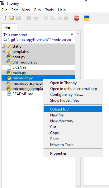 Thonny Upload to MicroPython Device