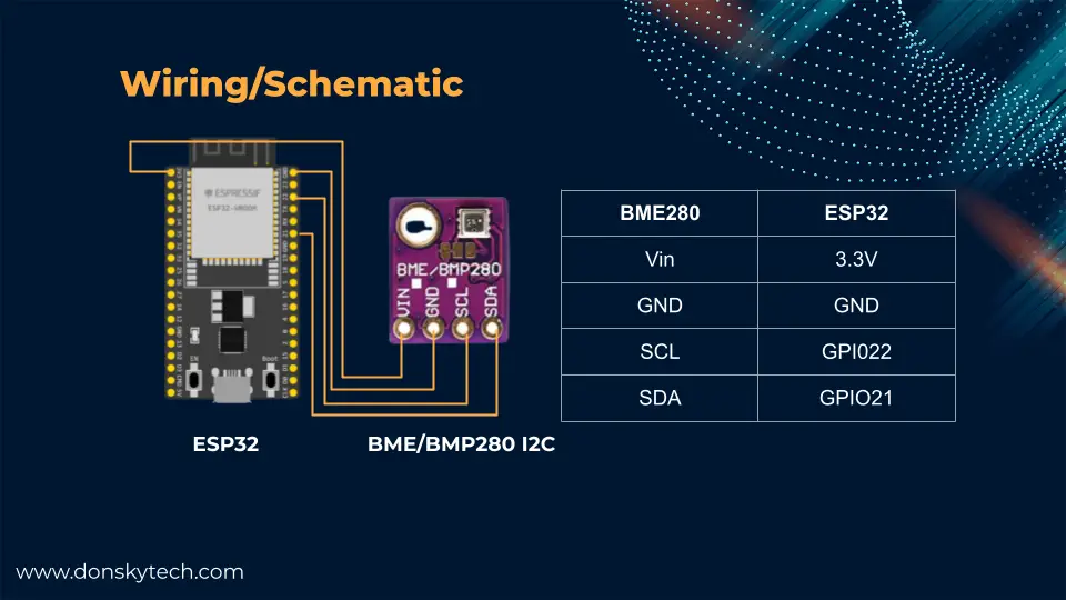 ESP32 ESP8266 Arduino MQTT Example Project - Weather Station - Wiring Schematic